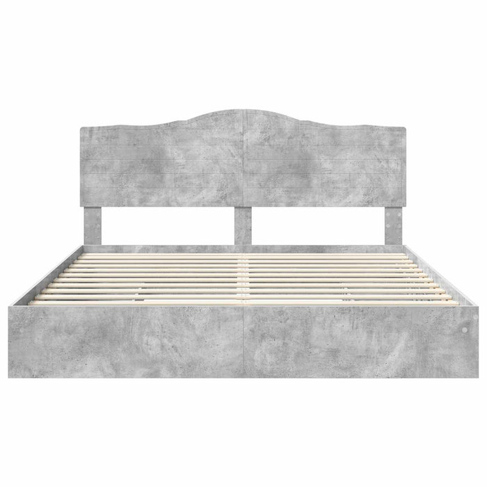 Cadru de pat cu sertar Gri din beton 200 x 200 cm Lemn compozit - WALTI WALTI