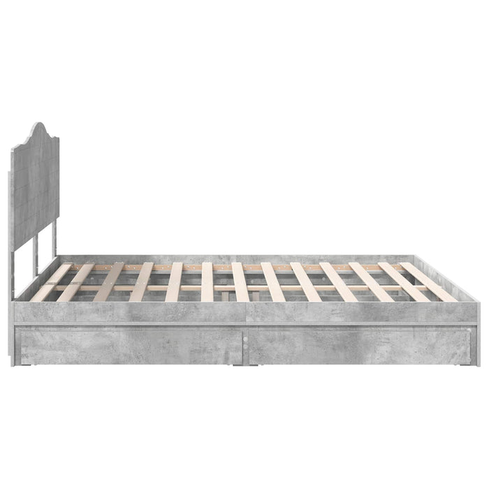 Cadru de pat cu sertar Gri din beton 200 x 200 cm Lemn compozit - WALTI WALTI