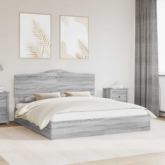 Cadru de pat cu sertar Gri Sonoma 200 x 200 cm Lemn compozit - WALTI WALTI