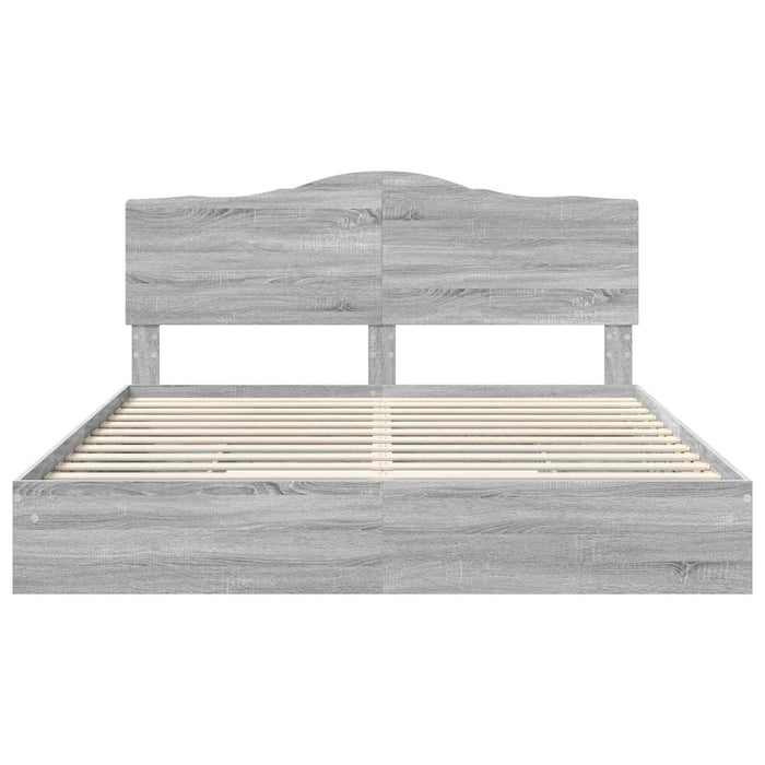 Cadru de pat cu sertar Gri Sonoma 200 x 200 cm Lemn compozit - WALTI WALTI