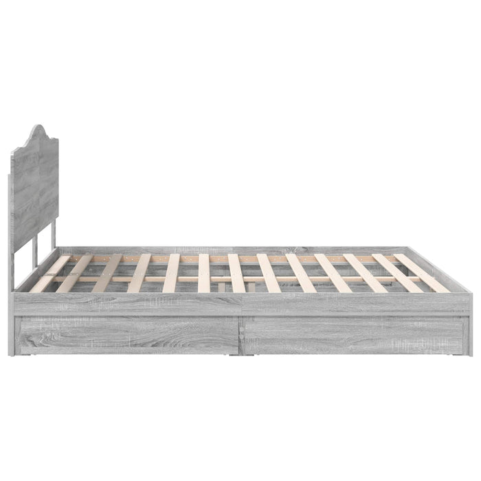 Cadru de pat cu sertar Gri Sonoma 200 x 200 cm Lemn compozit - WALTI WALTI