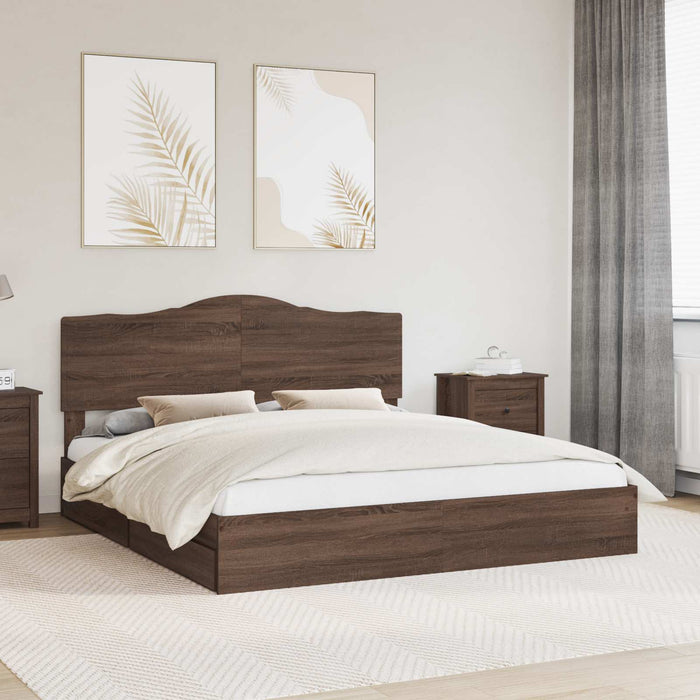 Pat cu storage Stejar închis 200 x 200 cm Lemn prelucrat WALTI