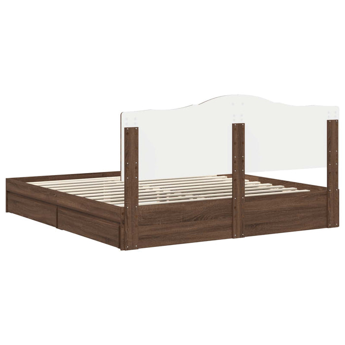 Pat cu storage Stejar închis 200 x 200 cm Lemn prelucrat WALTI