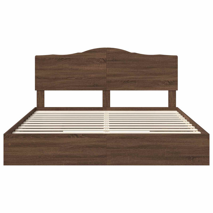 Pat cu storage Stejar închis 200 x 200 cm Lemn prelucrat WALTI