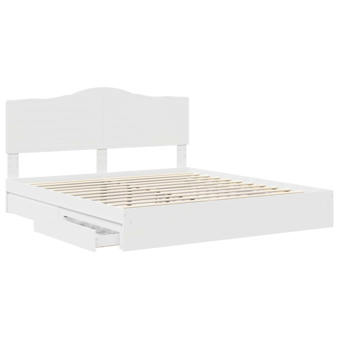 Pat cu storage cu headboard Alb 180 x 200 cm Lemn compozit - WALTI WALTI