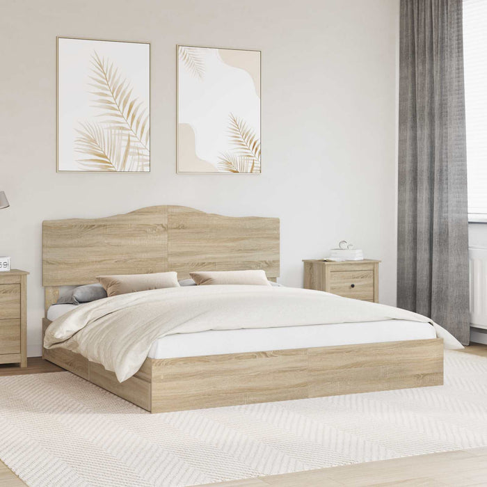 Pat cu storage Stejar Sonoma 180 x 200 cm Lemn compozit - WALTI WALTI