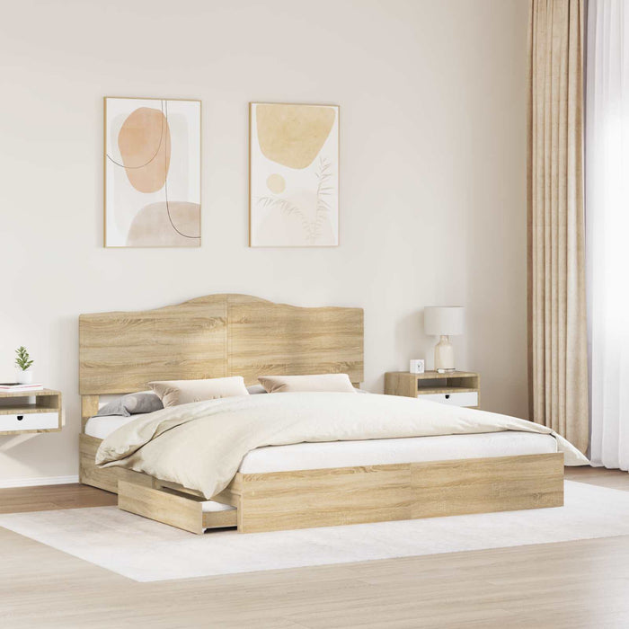Pat cu storage Stejar Sonoma 180 x 200 cm Lemn compozit - WALTI WALTI