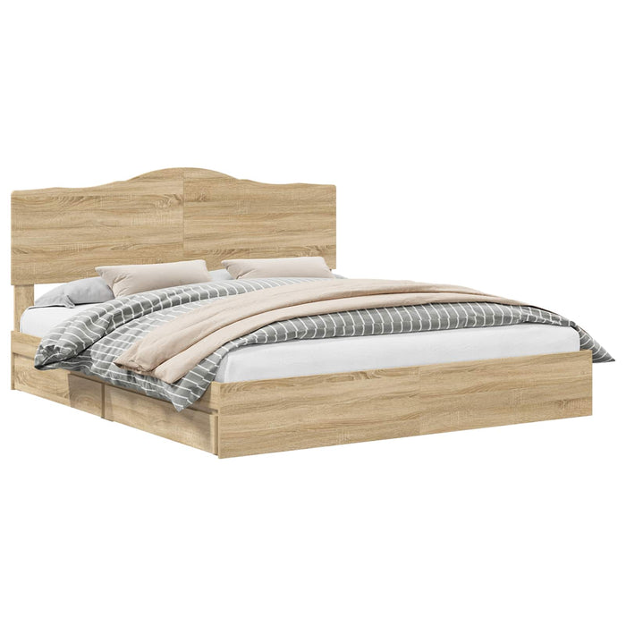 Pat cu storage Stejar Sonoma 180 x 200 cm Lemn compozit - WALTI WALTI