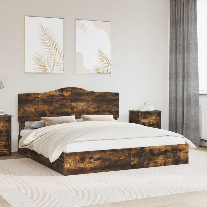 Pat cu storage Stejar fumuriu 180 x 200 cm Lemn compozit - WALTI WALTI