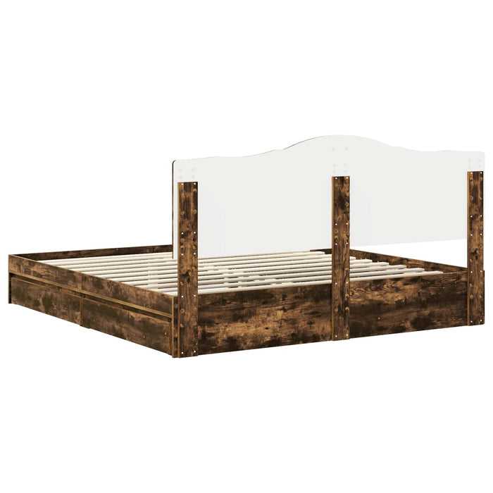 Pat cu storage Stejar fumuriu 180 x 200 cm Lemn compozit - WALTI WALTI