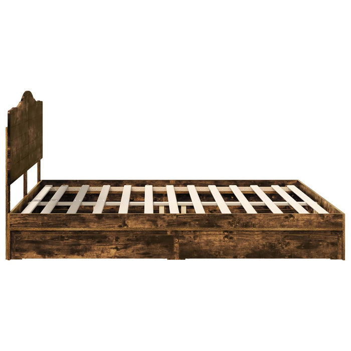 Pat cu storage Stejar fumuriu 180 x 200 cm Lemn compozit - WALTI WALTI