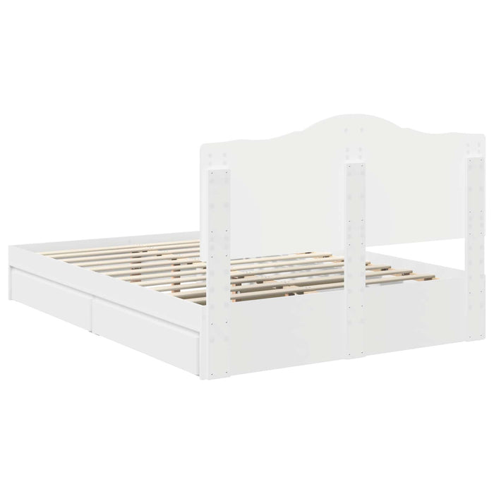 Pat cu storage cu headboard Alb 160 x 200 cm Lemn compozit - WALTI WALTI