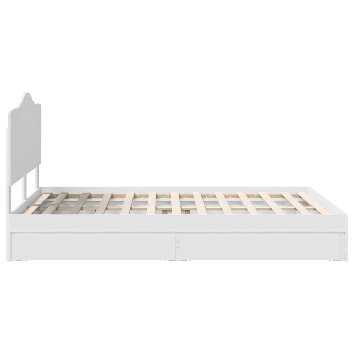 Pat cu storage cu headboard Alb 160 x 200 cm Lemn compozit - WALTI WALTI
