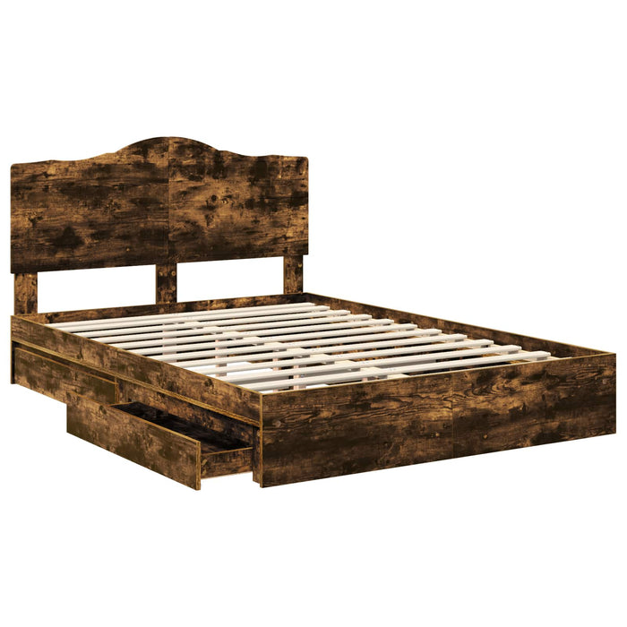 Pat cu storage Stejar fumuriu 160 x 200 cm Lemn compozit - WALTI WALTI