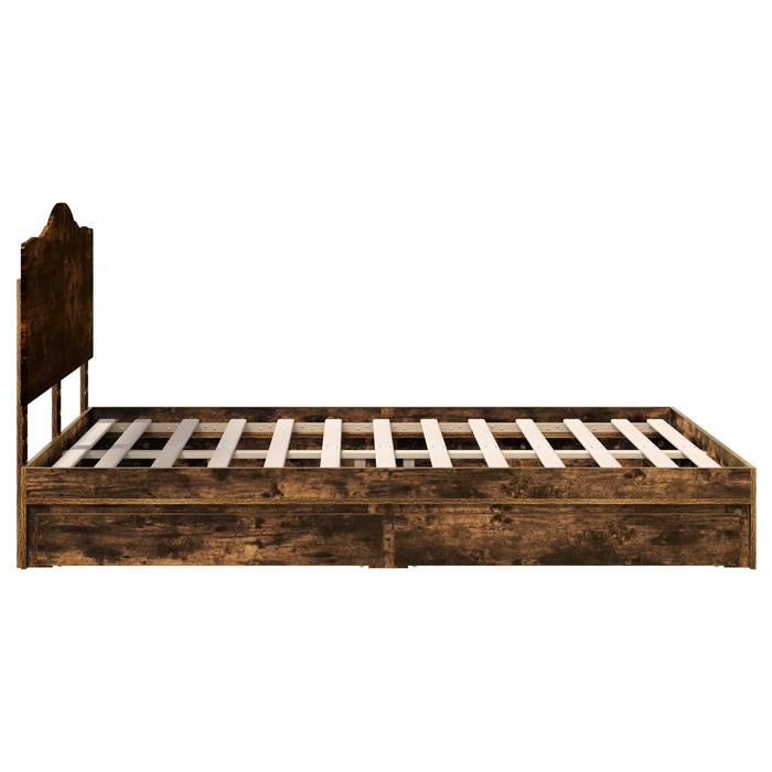 Pat cu storage Stejar fumuriu 160 x 200 cm Lemn compozit - WALTI WALTI