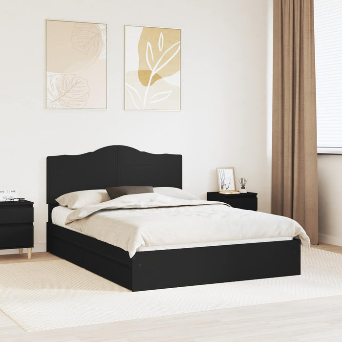 Pat cu storage cu sertar Negru 150 x 200 cm Lemn prelucrat WALTI