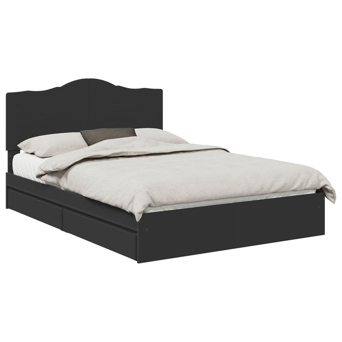 Pat cu storage cu sertar Negru 150 x 200 cm Lemn prelucrat WALTI