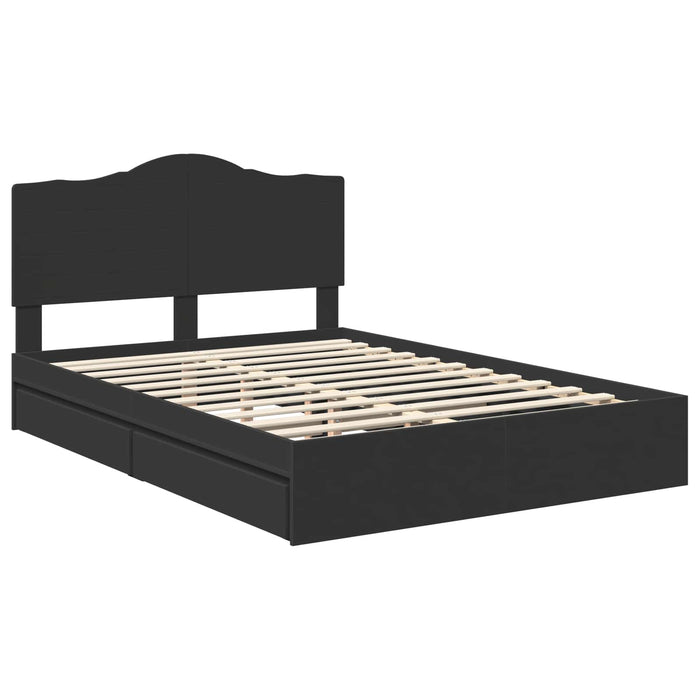 Pat cu storage cu sertar Negru 150 x 200 cm Lemn prelucrat WALTI
