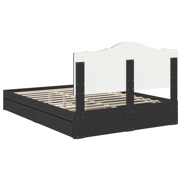 Pat cu storage cu sertar Negru 150 x 200 cm Lemn prelucrat WALTI