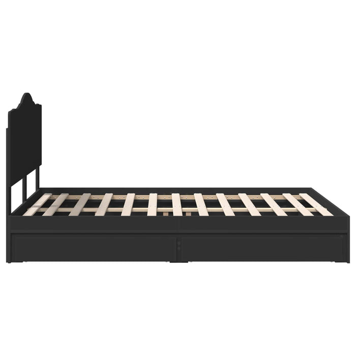 Pat cu storage cu sertar Negru 150 x 200 cm Lemn prelucrat WALTI