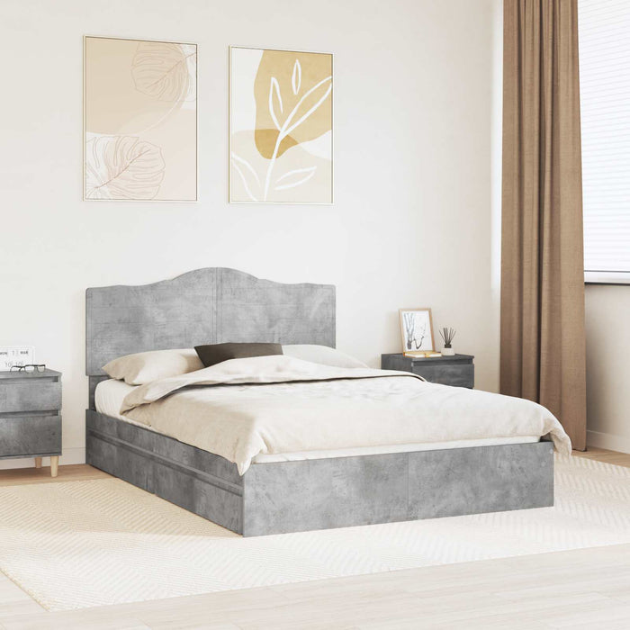 Cadru de pat cu sertar Gri din beton 150 x 200 cm Lemn compozit - WALTI WALTI