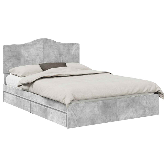 Cadru de pat cu sertar Gri din beton 150 x 200 cm Lemn compozit - WALTI WALTI