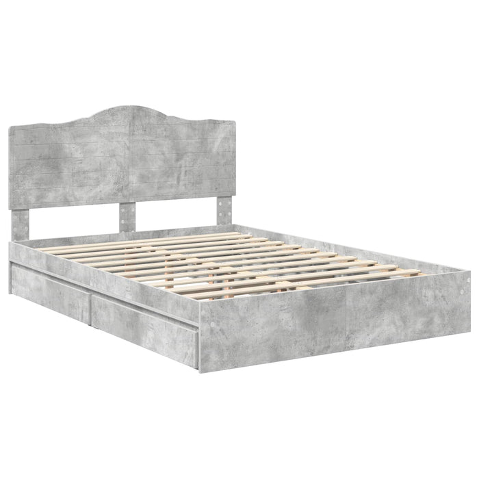Cadru de pat cu sertar Gri din beton 150 x 200 cm Lemn compozit - WALTI WALTI