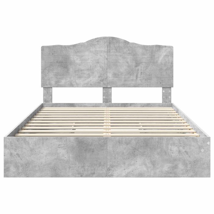 Cadru de pat cu sertar Gri din beton 150 x 200 cm Lemn compozit - WALTI WALTI