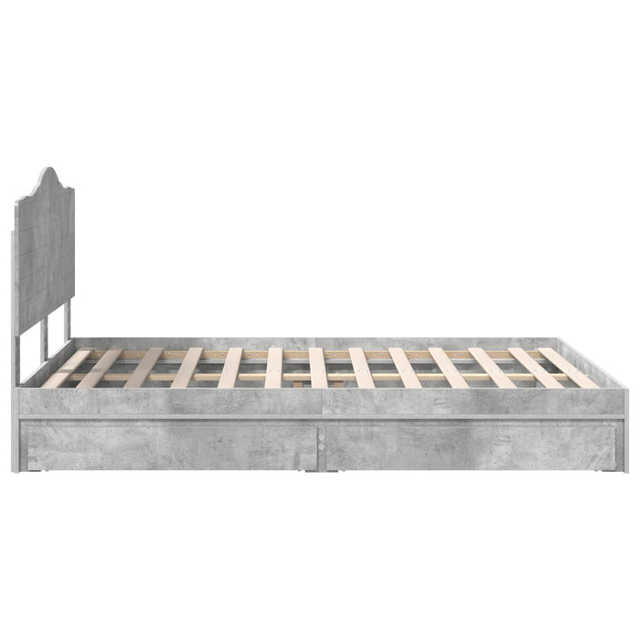 Cadru de pat cu sertar Gri din beton 150 x 200 cm Lemn compozit - WALTI WALTI