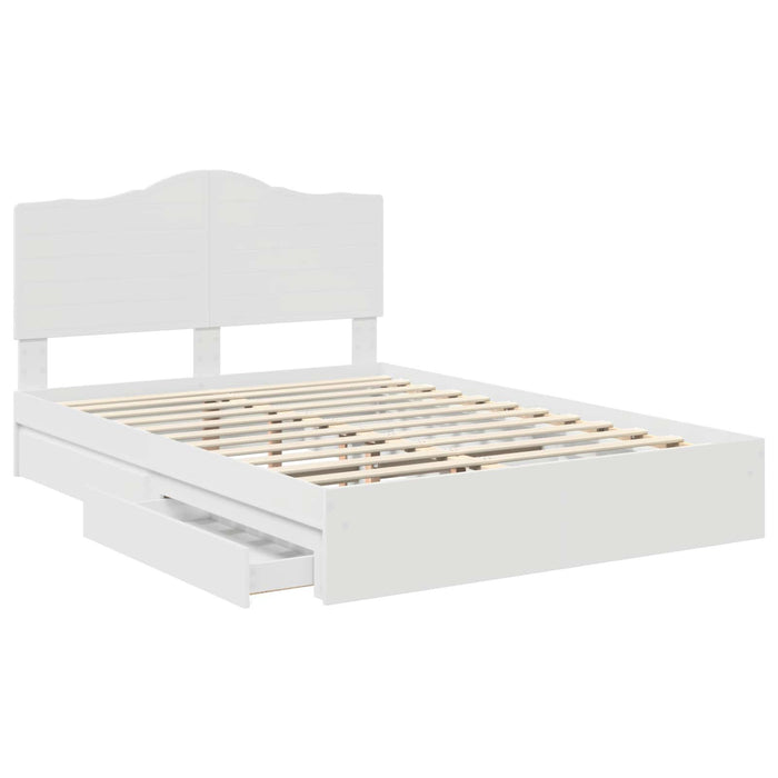 Pat cu storage cu headboard Alb 140 x 200 cm Lemn compozit - WALTI WALTI