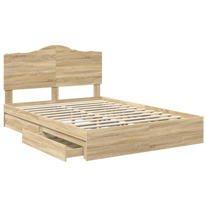Pat cu storage Stejar Sonoma 140 x 200 cm Lemn compozit - WALTI WALTI