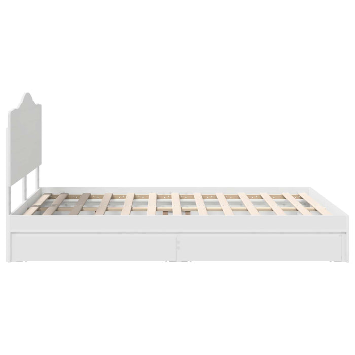Pat cu storage cu headboard Alb 140 x 190 cm Lemn compozit - WALTI WALTI