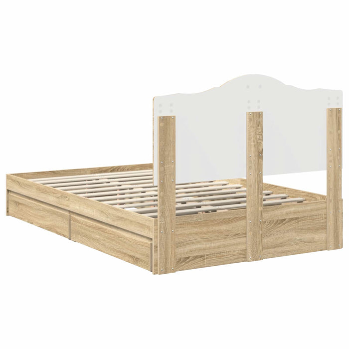 Pat cu storage Stejar Sonoma 135 x 190 cm Lemn compozit - WALTI WALTI
