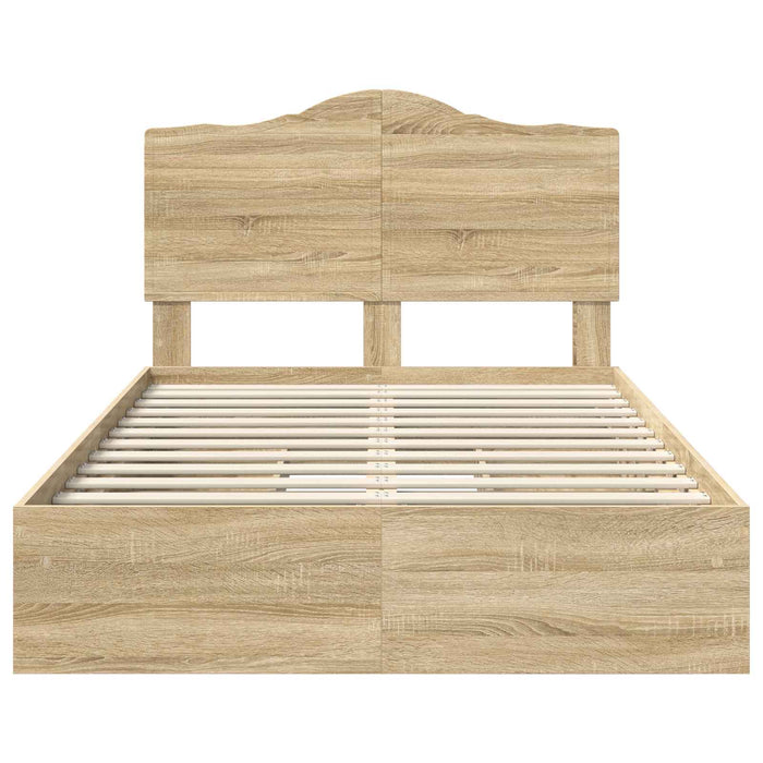 Pat cu storage Stejar Sonoma 135 x 190 cm Lemn compozit - WALTI WALTI
