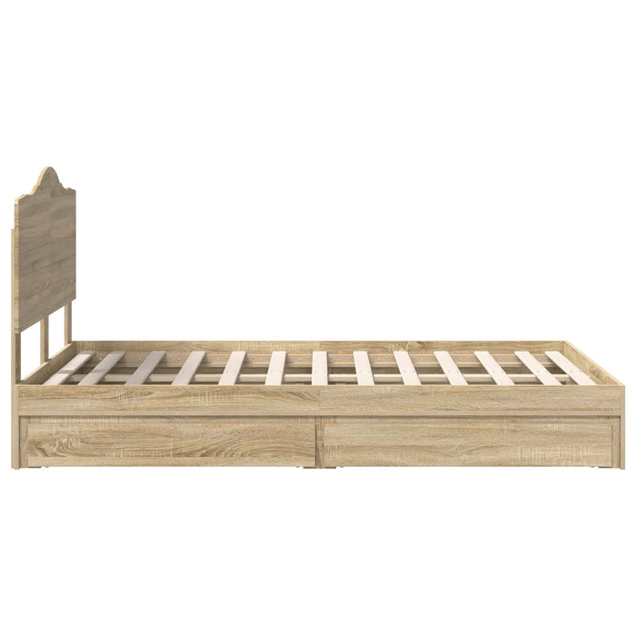 Pat cu storage Stejar Sonoma 135 x 190 cm Lemn compozit - WALTI WALTI