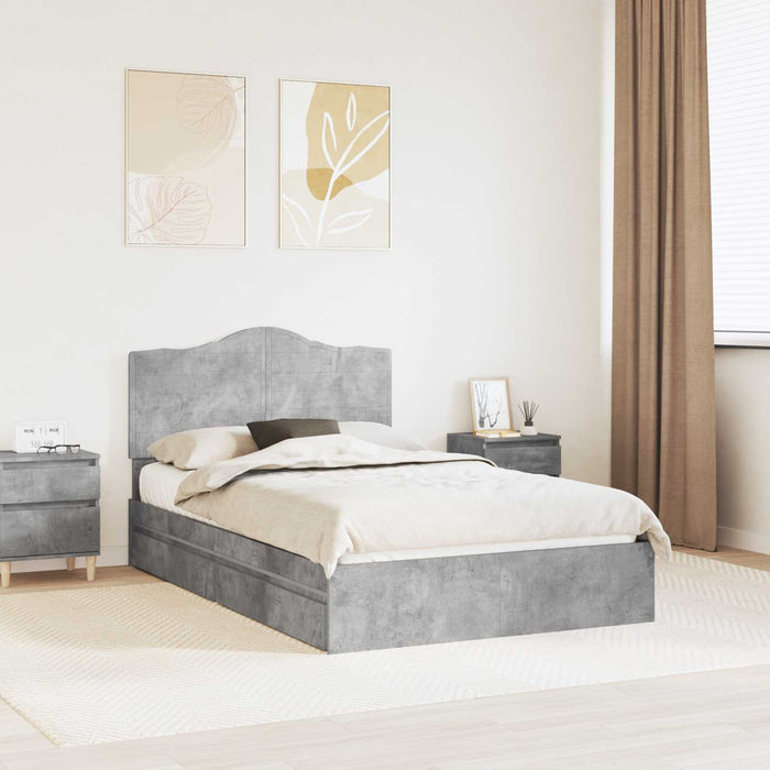 Cadru de pat cu sertar Gri din beton 135 x 190 cm Lemn compozit - WALTI WALTI