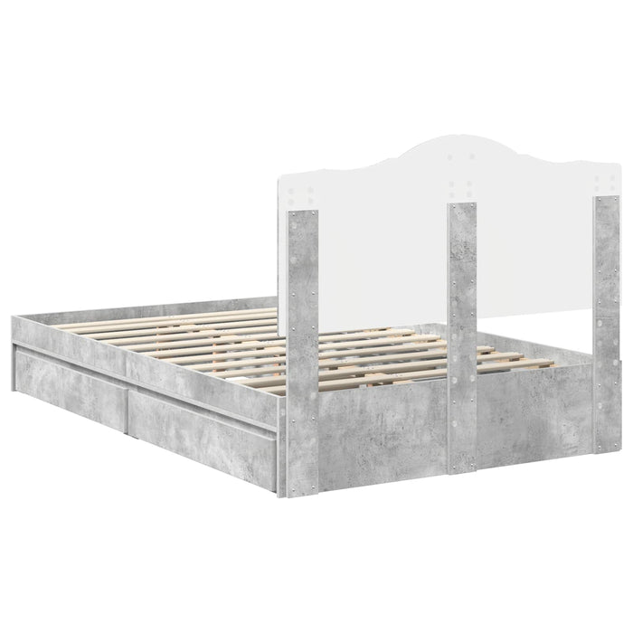 Cadru de pat cu sertar Gri din beton 135 x 190 cm Lemn compozit - WALTI WALTI