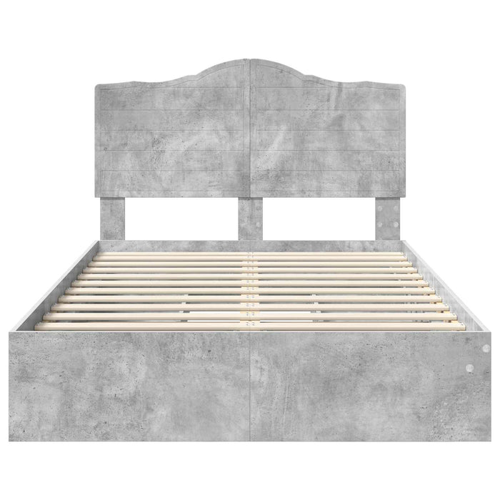 Cadru de pat cu sertar Gri din beton 135 x 190 cm Lemn compozit - WALTI WALTI