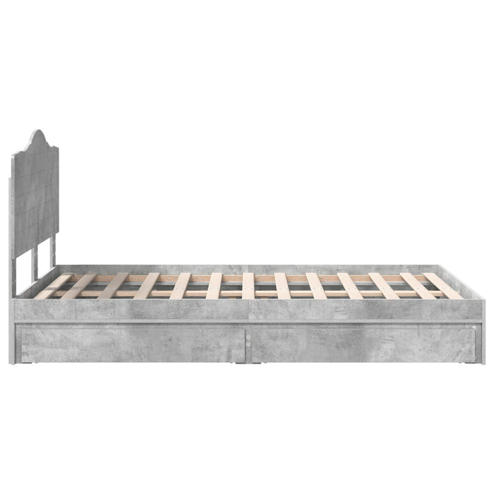 Cadru de pat cu sertar Gri din beton 135 x 190 cm Lemn compozit - WALTI WALTI