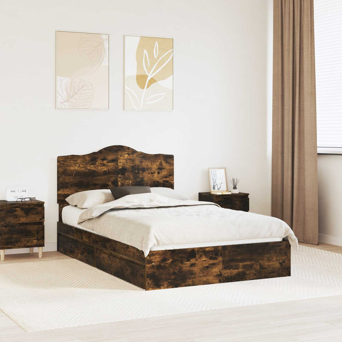 Cadru de pat Stejar fumuriu 135 x 190 cm Lemn compozit - WALTI WALTI