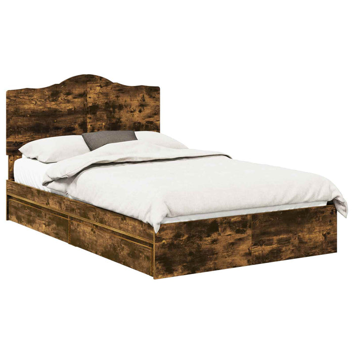 Cadru de pat Stejar fumuriu 135 x 190 cm Lemn compozit - WALTI WALTI