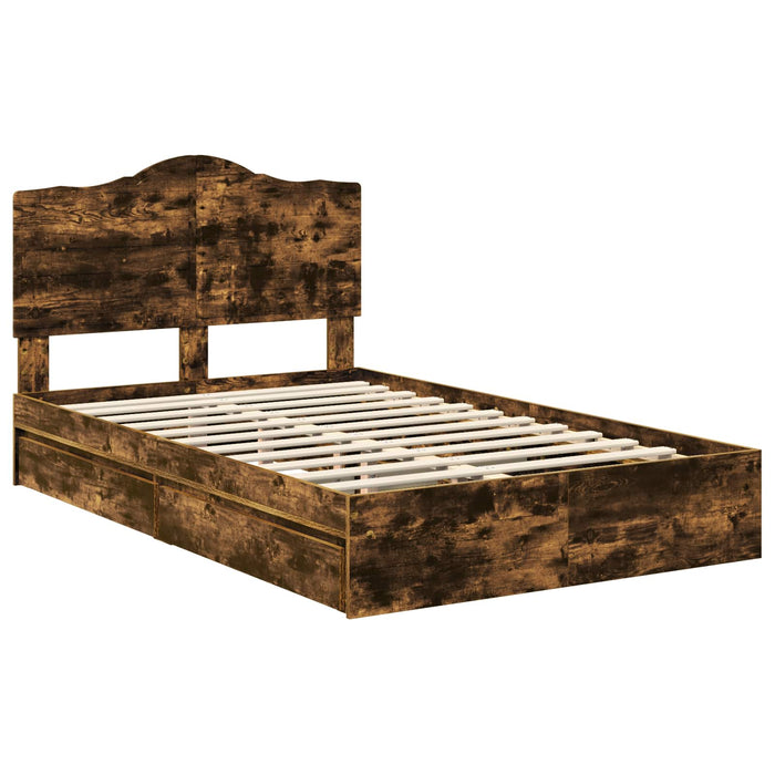 Cadru de pat Stejar fumuriu 135 x 190 cm Lemn compozit - WALTI WALTI