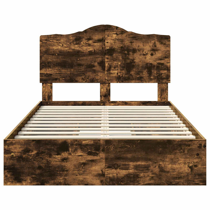 Cadru de pat Stejar fumuriu 135 x 190 cm Lemn compozit - WALTI WALTI