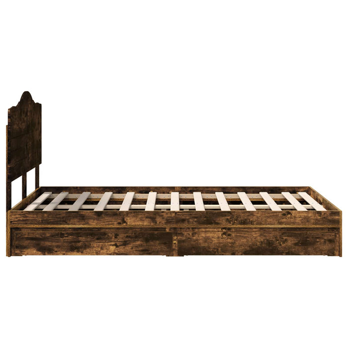 Cadru de pat Stejar fumuriu 135 x 190 cm Lemn compozit - WALTI WALTI
