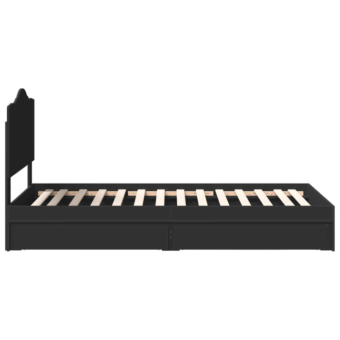 Pat cu storage cu sertar Negru 100 x 200 cm Lemn prelucrat - WALTI WALTI