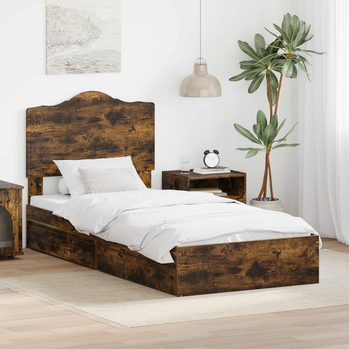 Cadru de pat Stejar fumuriu 100 x 200 cm Lemn compozit - WALTI WALTI