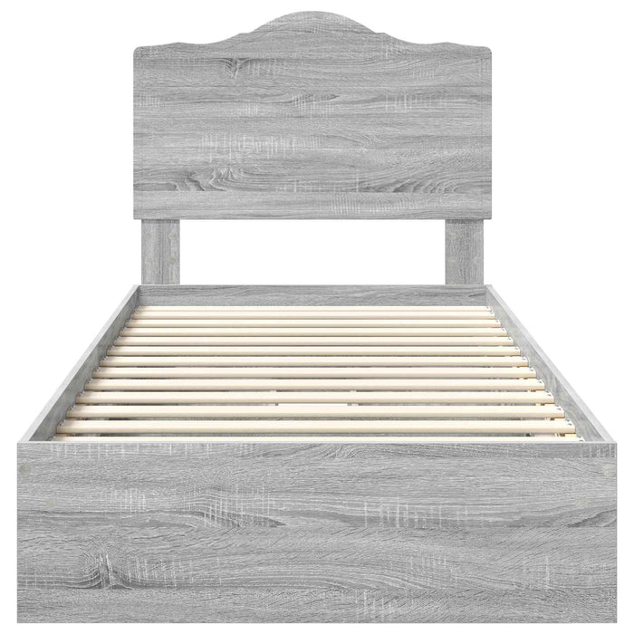 Cadru de pat cu sertar Gri Sonoma 100 x 200 cm Lemn compozit - WALTI WALTI