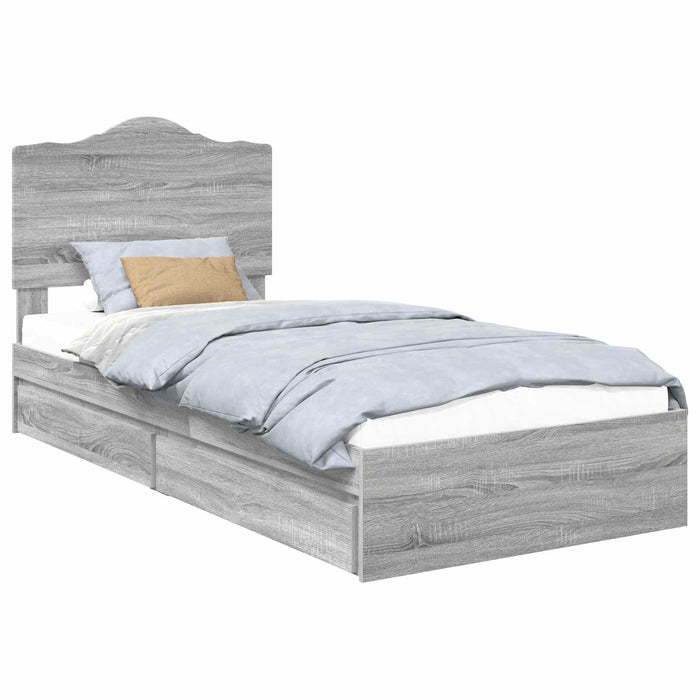 Cadru de pat cu sertar Gri Sonoma 90 x 200 cm Lemn compozit - WALTI WALTI