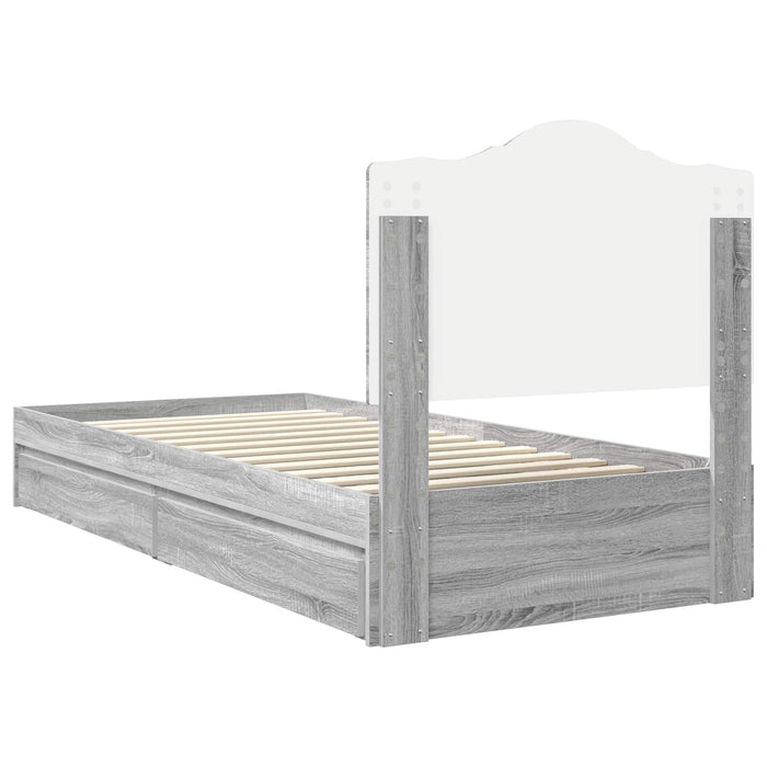 Cadru de pat cu sertar Gri Sonoma 90 x 200 cm Lemn compozit - WALTI WALTI