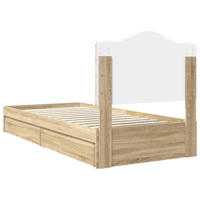 Cadru de pat cu sertar Stejar Sonoma 90 x 190 cm Lemn compozit - WALTI WALTI